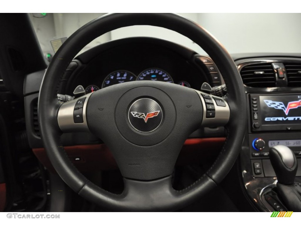 2011 Chevrolet Corvette Grand Sport Coupe Ebony Black/Red Steering Wheel Photo #59263215