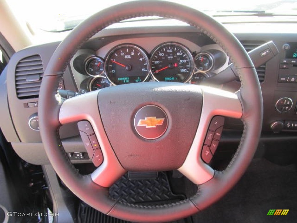 2012 Chevrolet Silverado 2500HD LT Crew Cab 4x4 Ebony Steering Wheel Photo #59264574