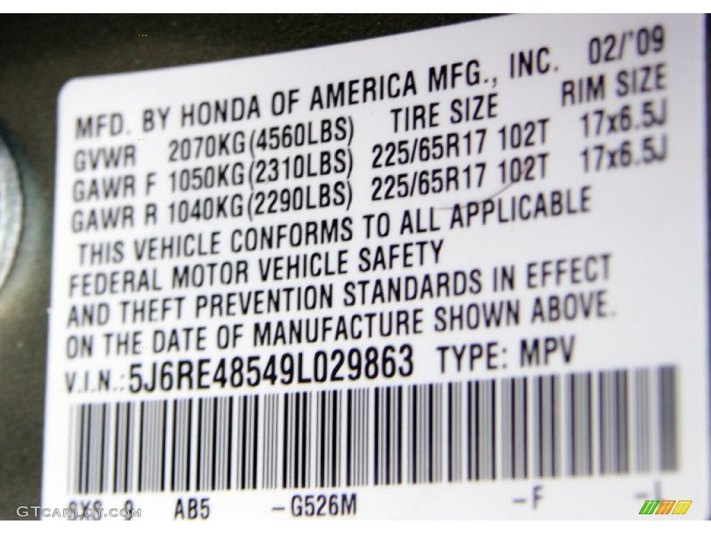 2009 Honda CR-V EX 4WD G526M Photo #59267262