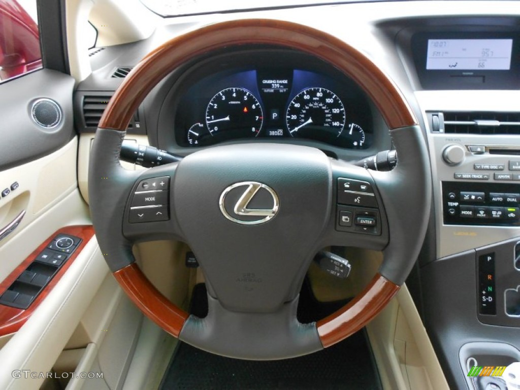 2010 Lexus RX 350 Parchment/Brown Walnut Steering Wheel Photo #59269914