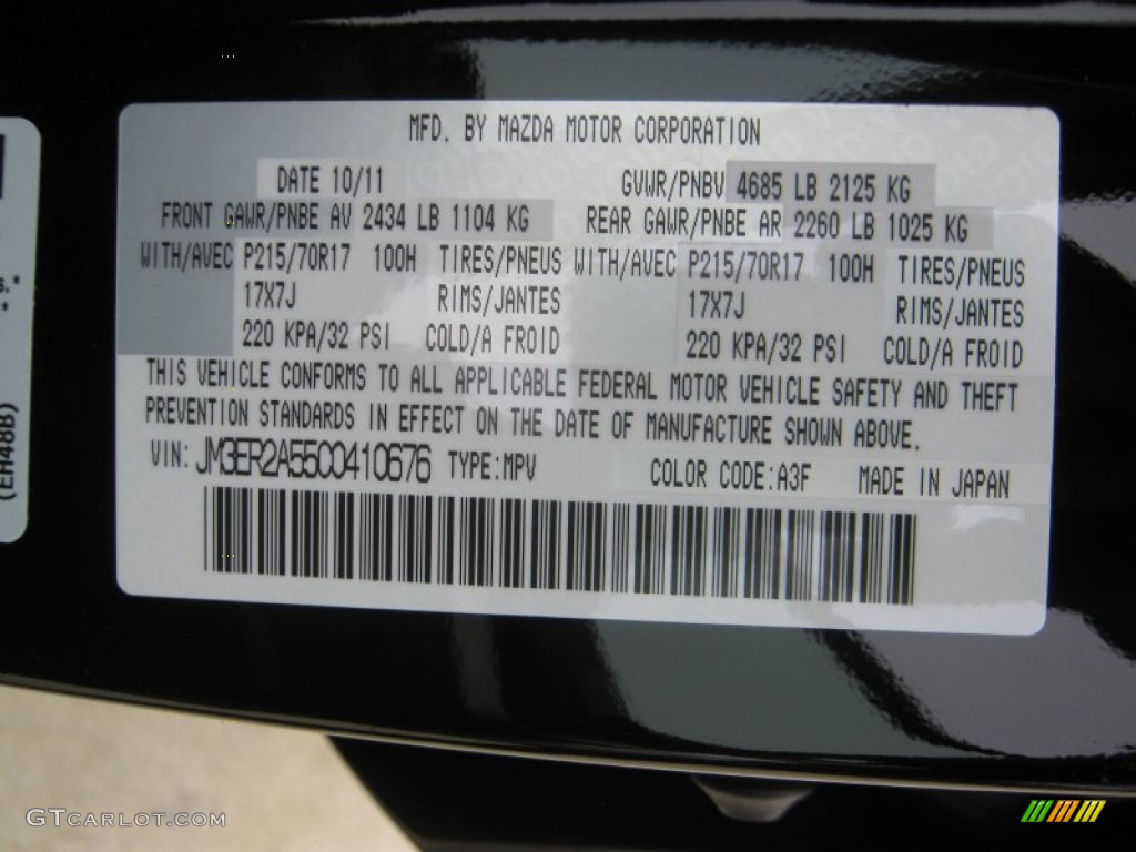 2012 Mazda CX-7 i SV Color Code Photos