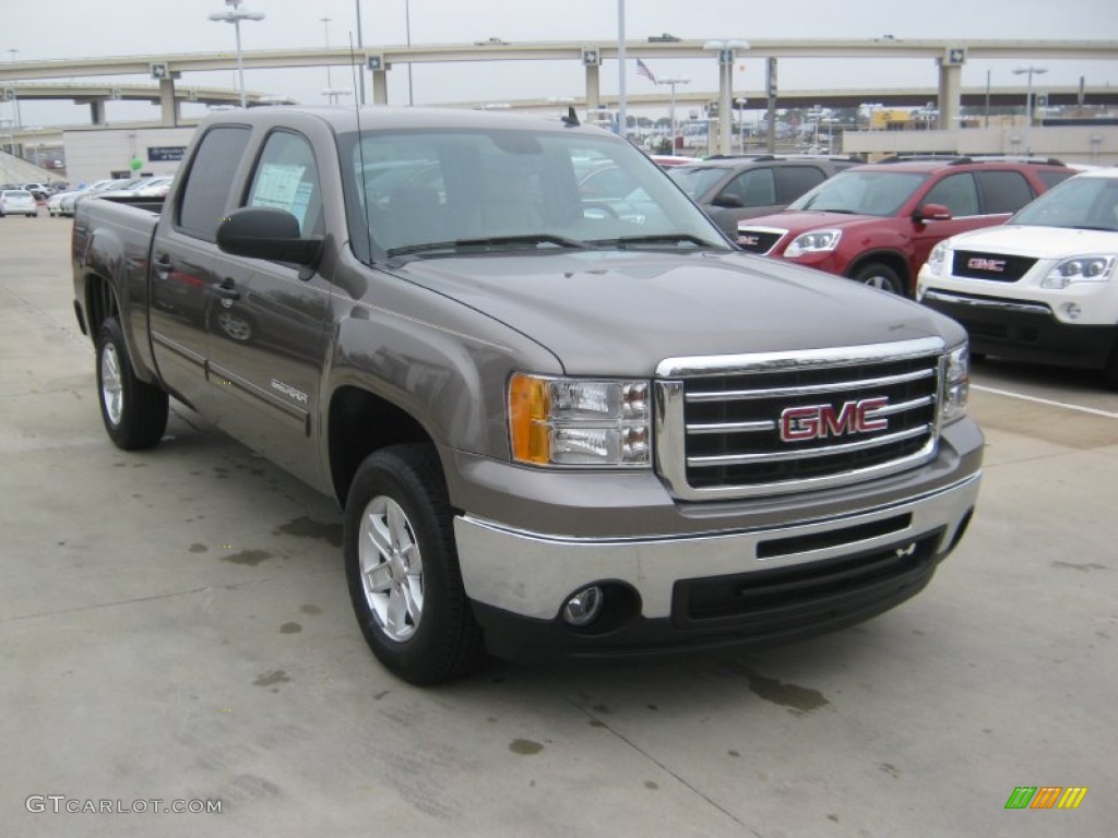 2012 Sierra 1500 SLE Crew Cab - Mocha Steel Metallic / Very Dark Cashmere/Light Cashmere photo #7