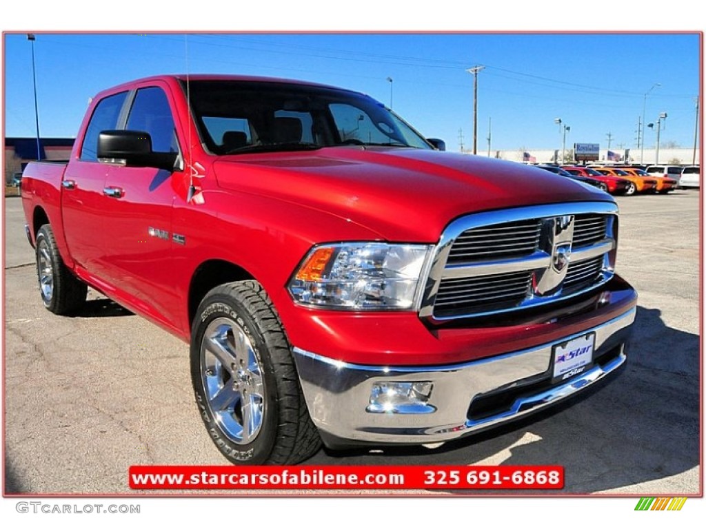 2009 Ram 1500 Lone Star Edition Crew Cab - Inferno Red Crystal Pearl / Light Pebble Beige/Bark Brown photo #9