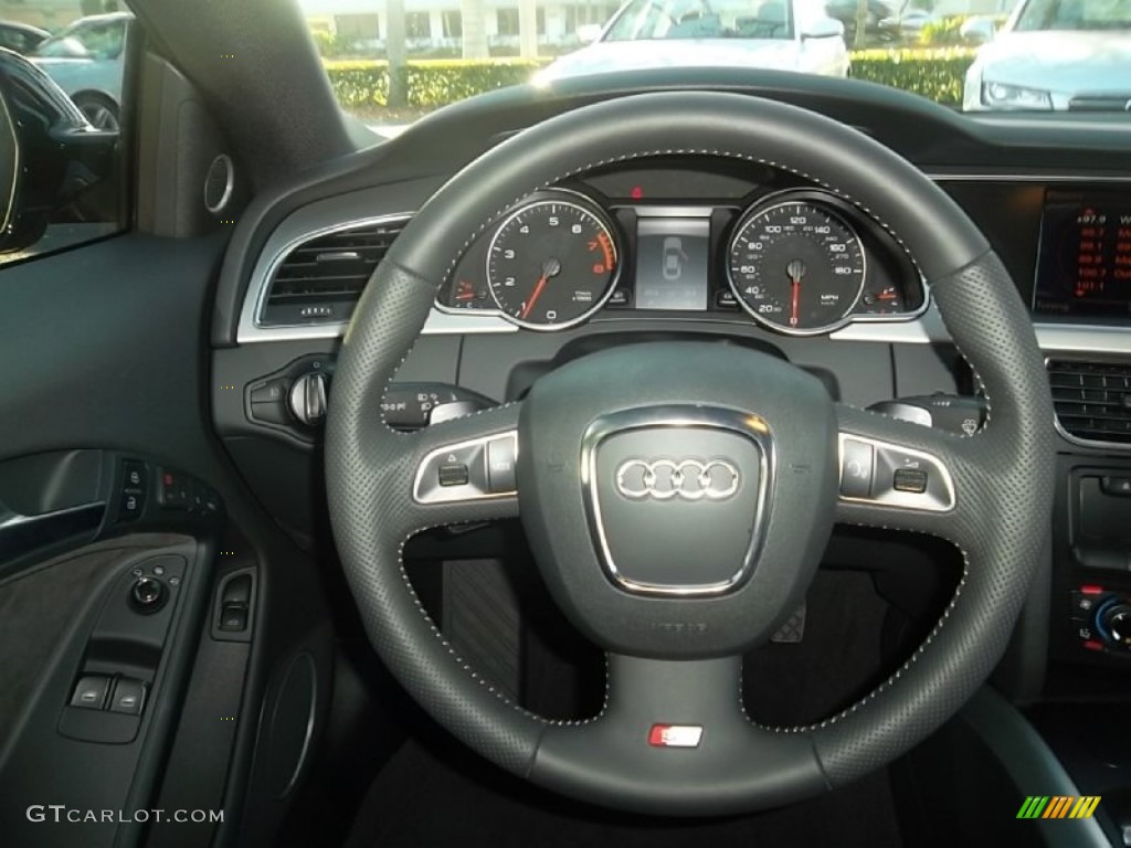 2010 Audi A5 2.0T quattro Coupe Black Steering Wheel Photo #59279430