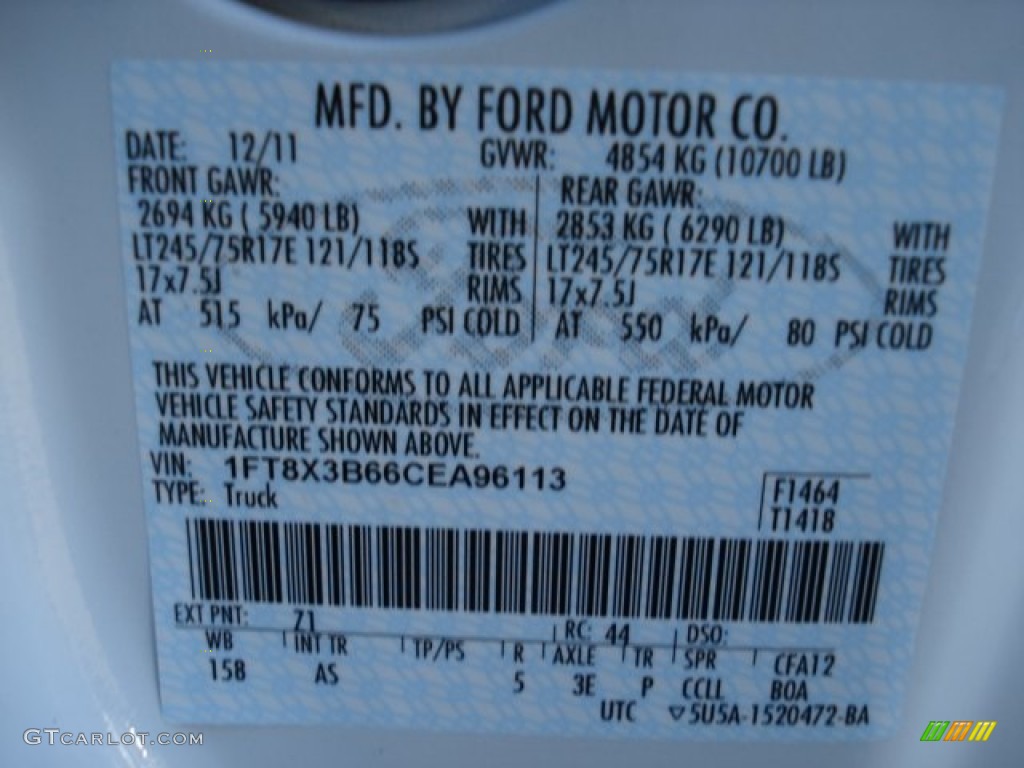 2012 F350 Super Duty XL SuperCab 4x4 - Oxford White / Steel photo #20