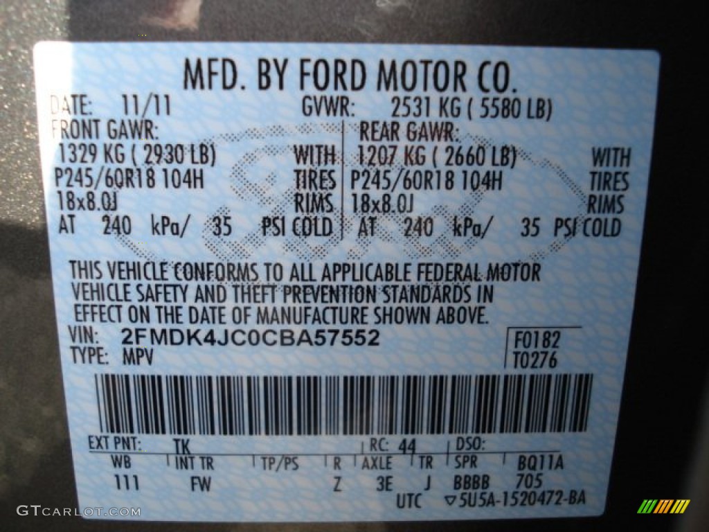 2012 Edge Color Code TK for Mineral Grey Metallic Photo #59283564