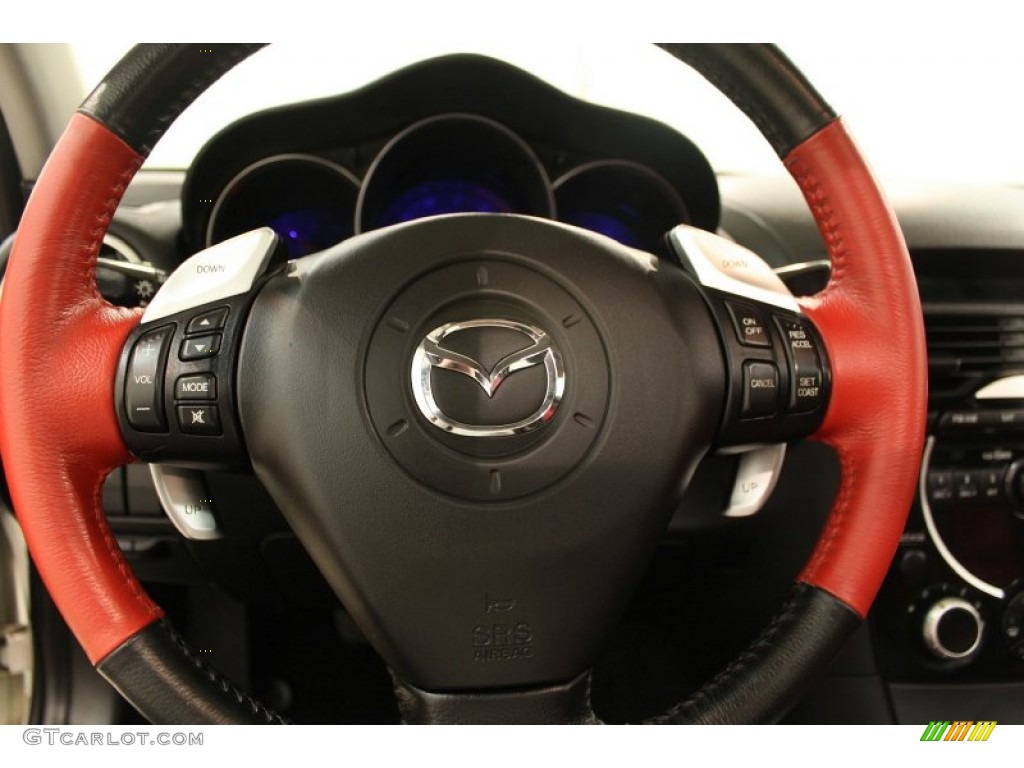 2005 Mazda RX-8 Sport Black/Red Steering Wheel Photo #59283830