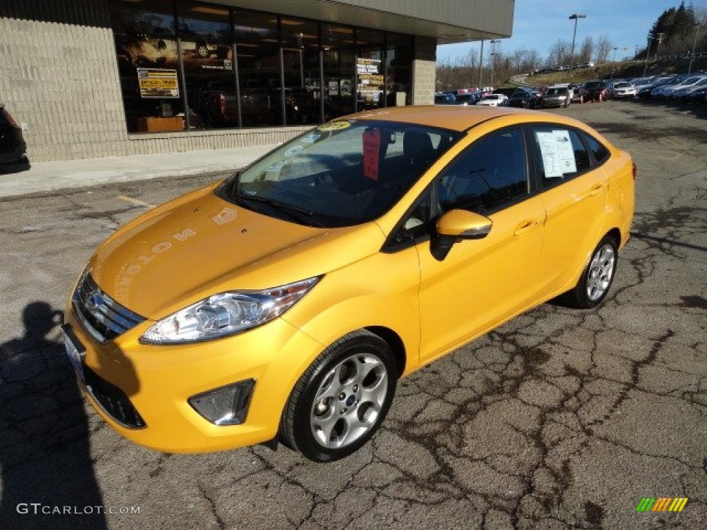 Yellow Blaze Metallic Tri-Coat 2011 Ford Fiesta SEL Sedan Exterior Photo #59285664