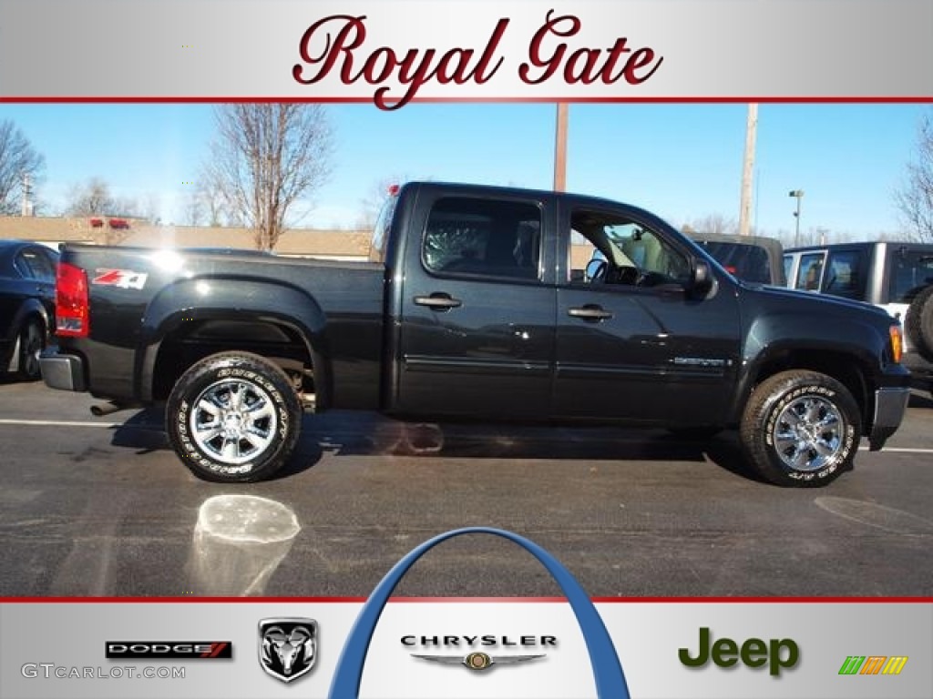 2009 Sierra 1500 SLE Z71 Crew Cab 4x4 - Carbon Black Metallic / Ebony photo #1