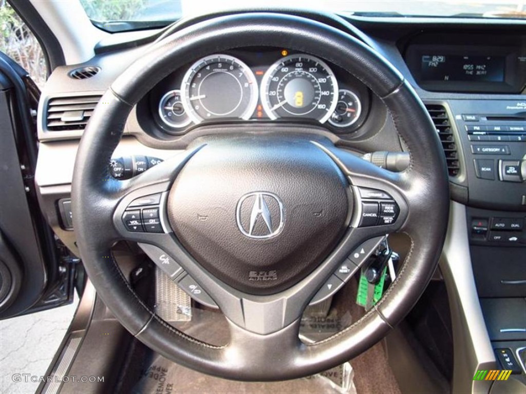 2009 Acura TSX Sedan Ebony Steering Wheel Photo #59290935