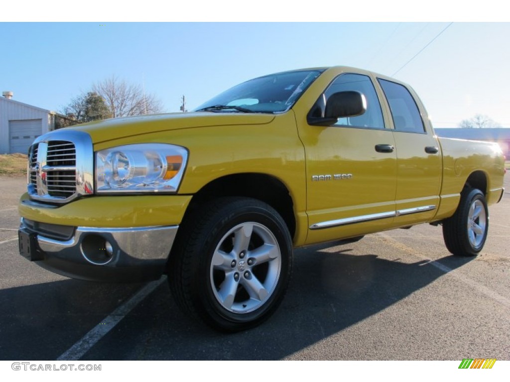 2007 Ram 1500 Big Horn Edition Quad Cab 4x4 - Detonator Yellow / Medium Slate Gray photo #3