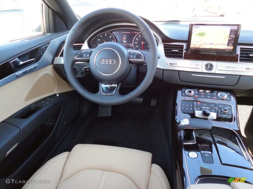 2012 Audi A8 4.2 quattro Velvet Beige Dashboard Photo #59300813