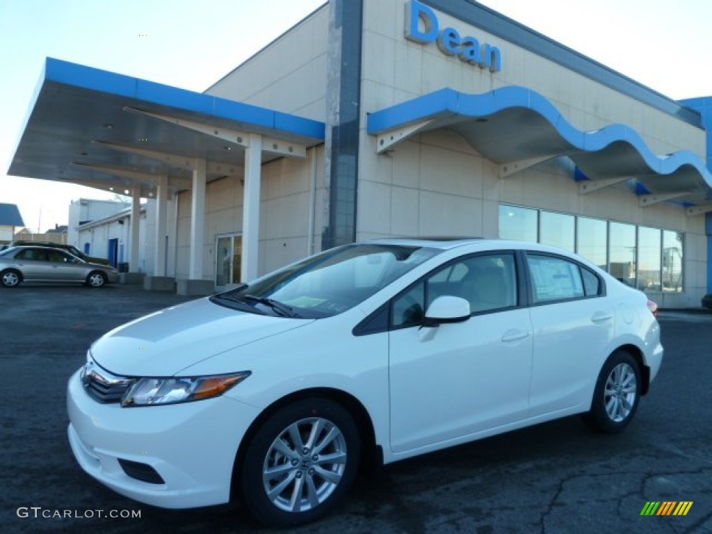 2012 Civic EX-L Sedan - Taffeta White / Gray photo #1