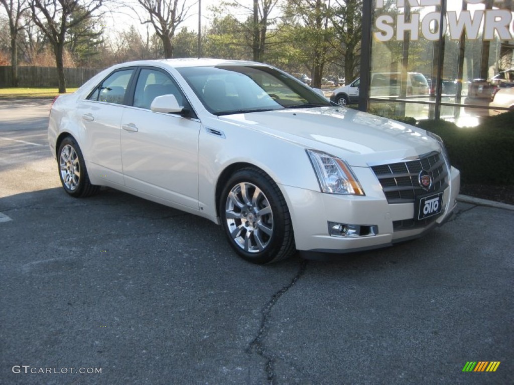 2009 CTS 4 AWD Sedan - White Diamond Tri-Coat / Cashmere/Cocoa photo #1