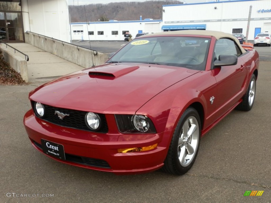 Dark Candy Apple Red 2009 Ford Mustang GT Premium Convertible Exterior Photo #59304236