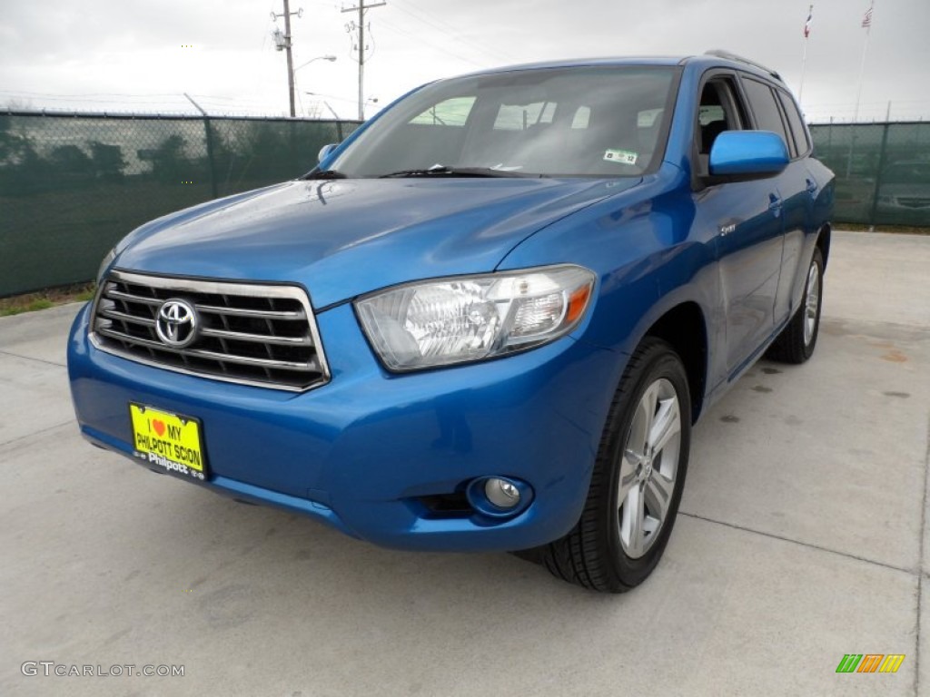 2008 Highlander Sport - Blue Streak Metallic / Ash Gray photo #7