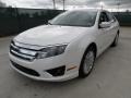 2012 White Platinum Tri-Coat Ford Fusion Hybrid  photo #7