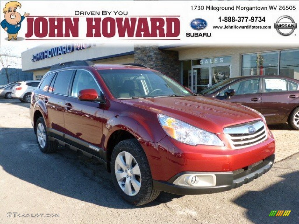 2012 Outback 2.5i Premium - Ruby Red Pearl / Off Black photo #1