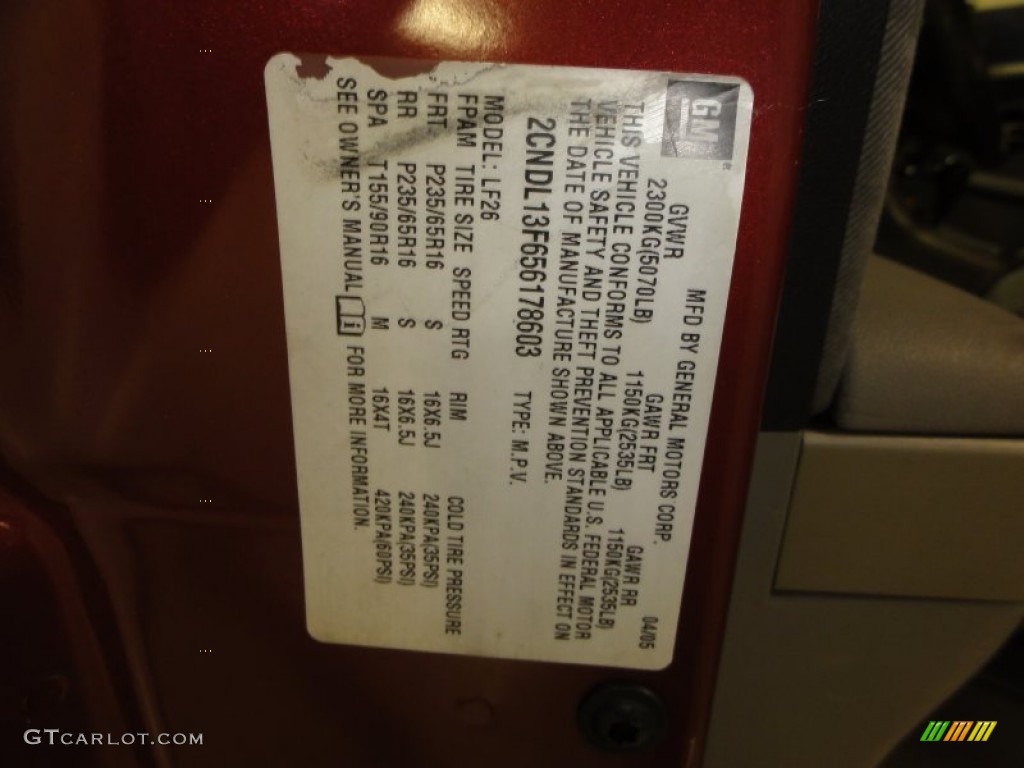 2005 Equinox LS - Salsa Red Metallic / Light Gray photo #36