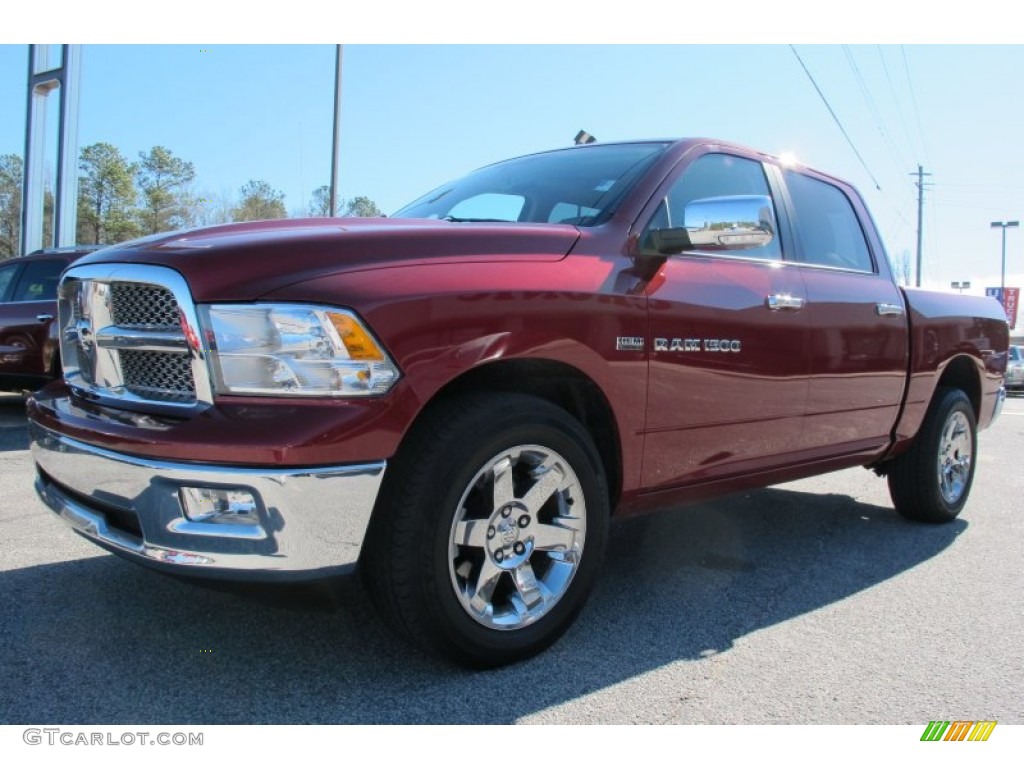 2011 Ram 1500 Laramie Crew Cab 4x4 - Deep Cherry Red Crystal Pearl / Light Pebble Beige/Bark Brown photo #3