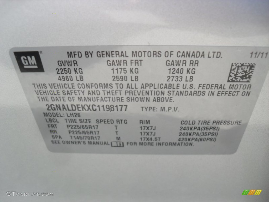 2012 Equinox LT - Silver Ice Metallic / Jet Black photo #7