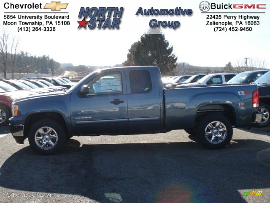 2012 Sierra 1500 SLE Extended Cab 4x4 - Stealth Gray Metallic / Ebony photo #1