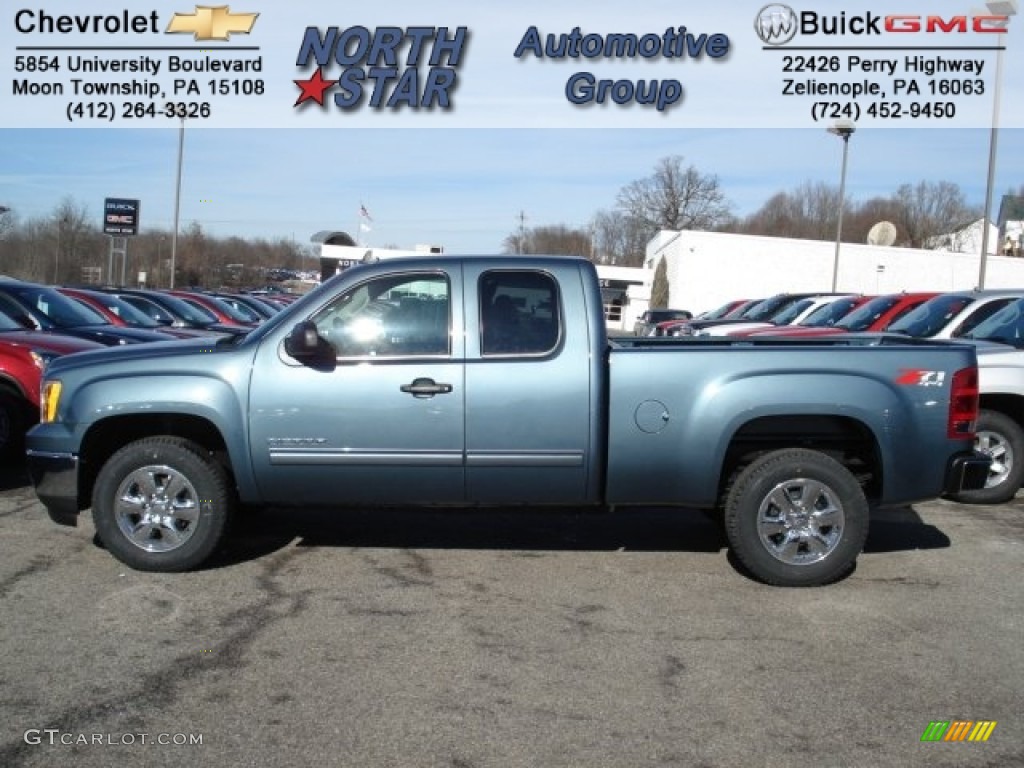 2012 Sierra 1500 SLE Extended Cab 4x4 - Stealth Gray Metallic / Ebony photo #1