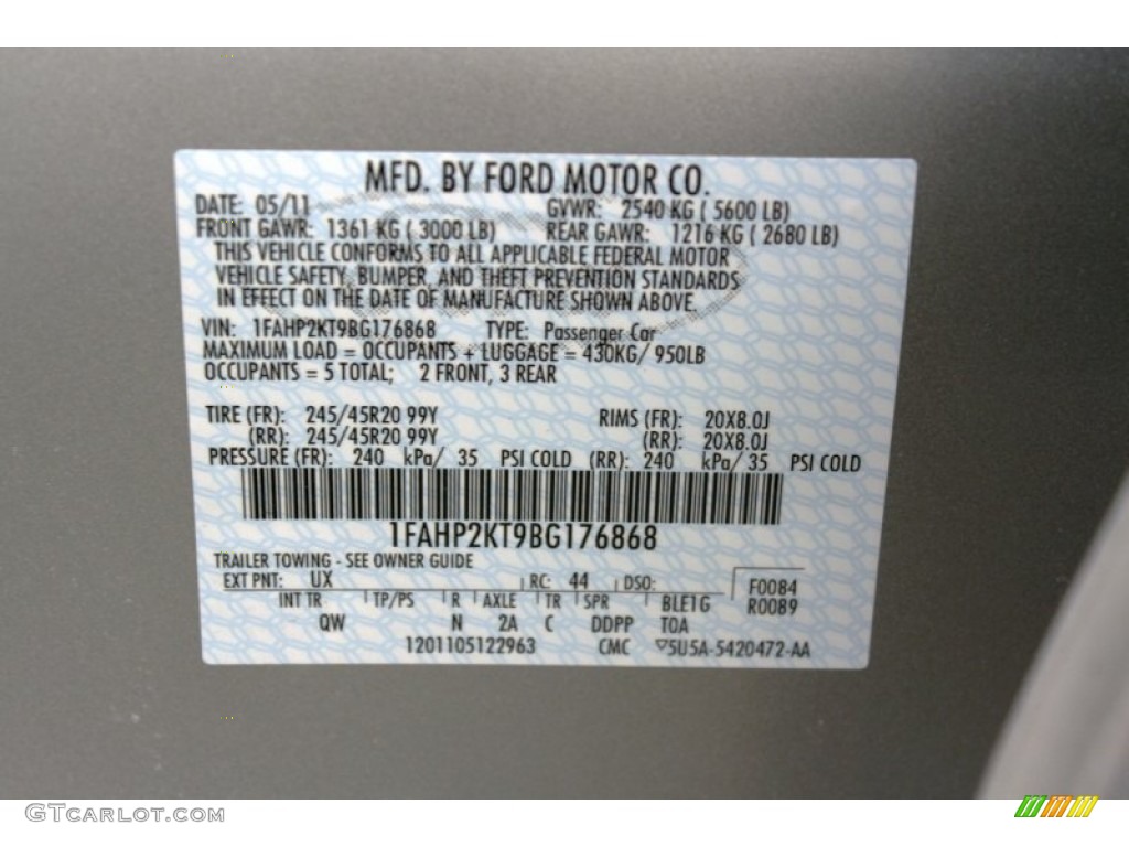2011 Taurus Color Code UX for Ingot Silver Photo #59318687