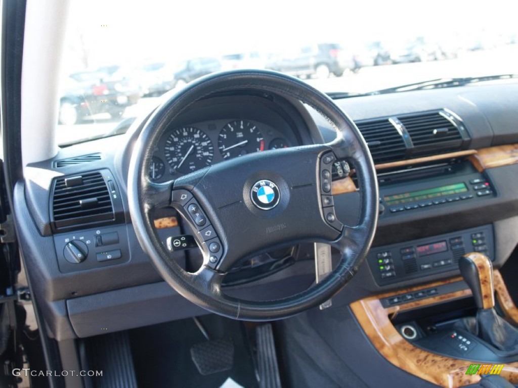 2004 BMW X5 3.0i Black Steering Wheel Photo #59321960