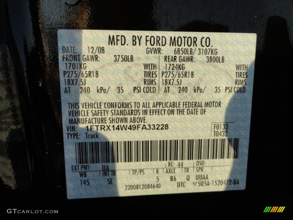 2009 F150 Color Code UA for Black Photo #59338066