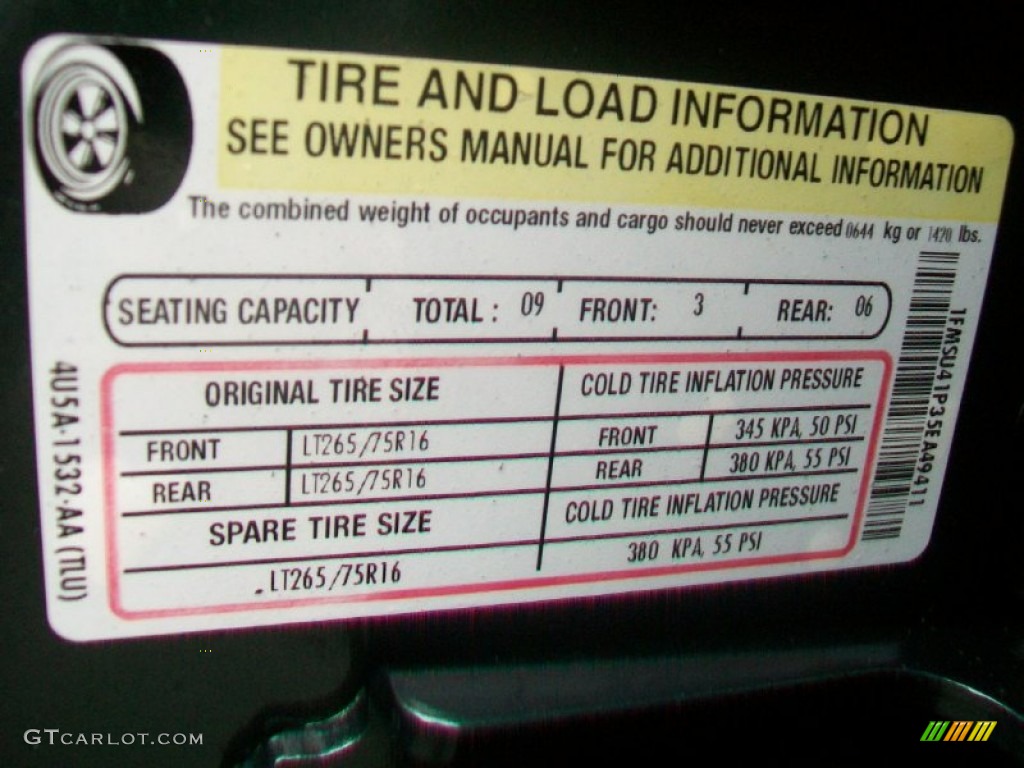 2005 Ford Excursion XLT 4x4 Info Tag Photo #59338891
