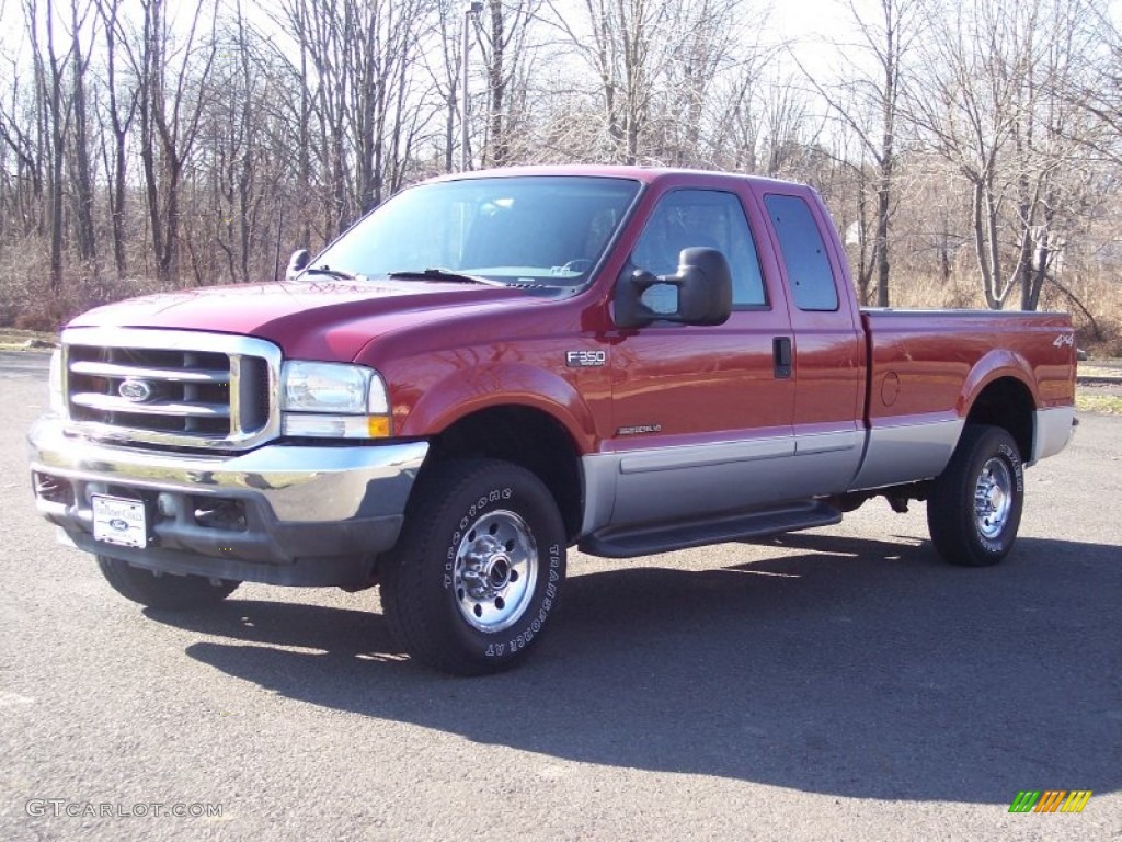 2002 F350 Super Duty XLT SuperCab 4x4 - Toreador Red Metallic / Medium Flint photo #9