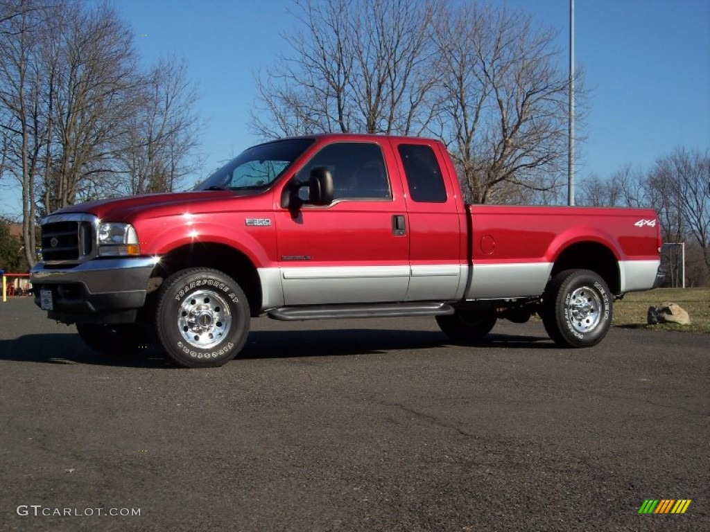 2002 F350 Super Duty XLT SuperCab 4x4 - Toreador Red Metallic / Medium Flint photo #12