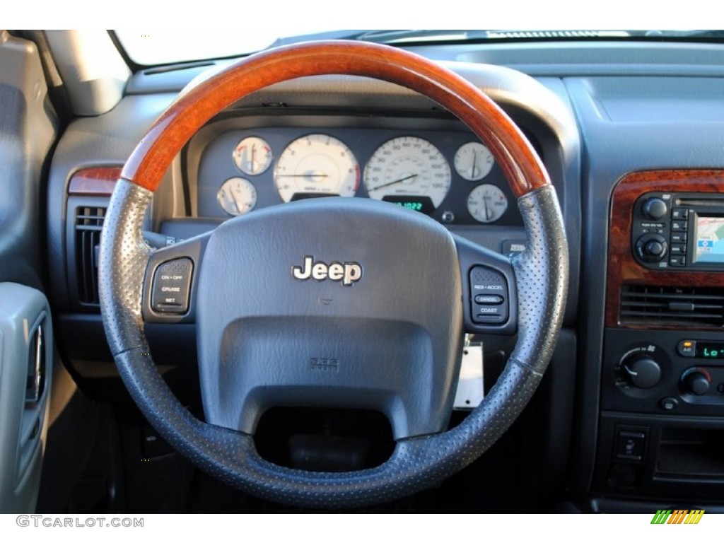 2004 Jeep Grand Cherokee Overland 4x4 Dark Slate Gray Steering Wheel Photo #59345116