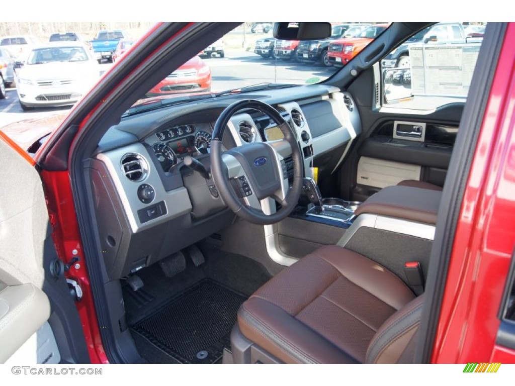 Platinum Sienna Brown/Black Leather Interior 2012 Ford F150 Platinum SuperCrew 4x4 Photo #59349898