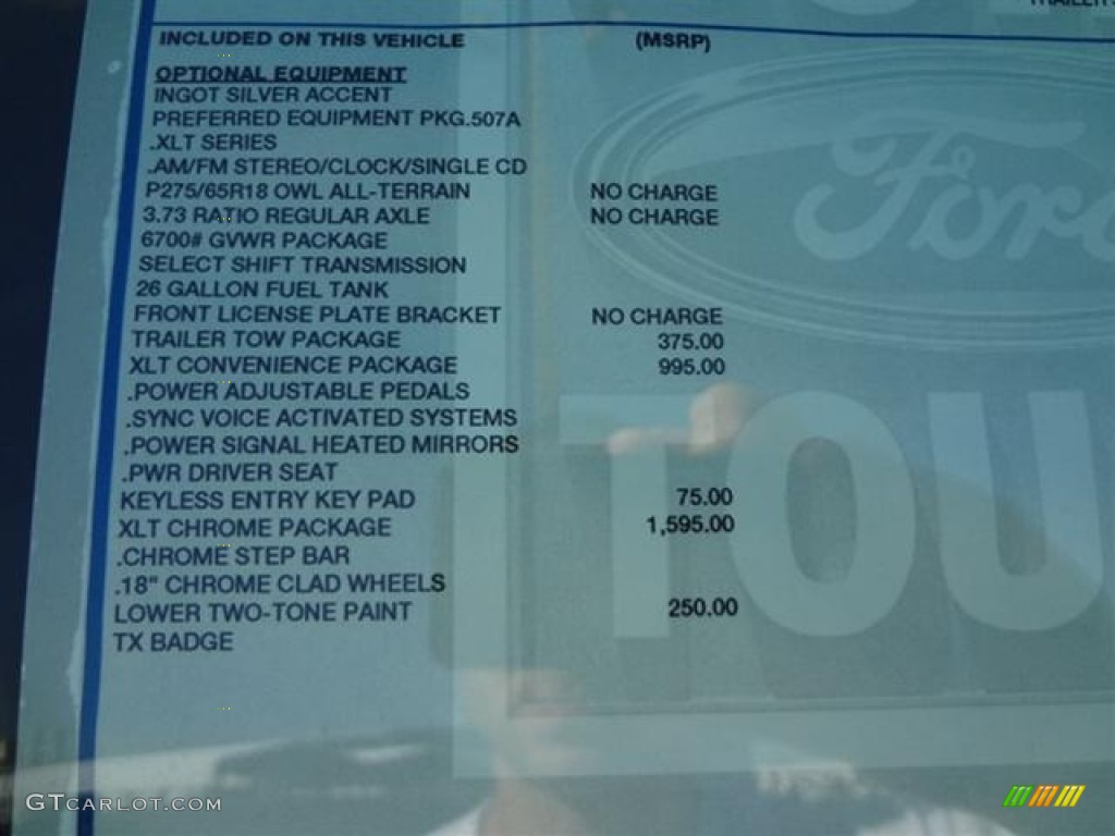 2012 Ford F150 XLT SuperCab Window Sticker Photos