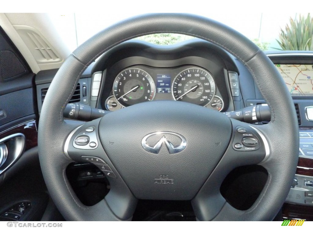 2012 Infiniti M Hybrid Sedan Graphite Steering Wheel Photo #59361963