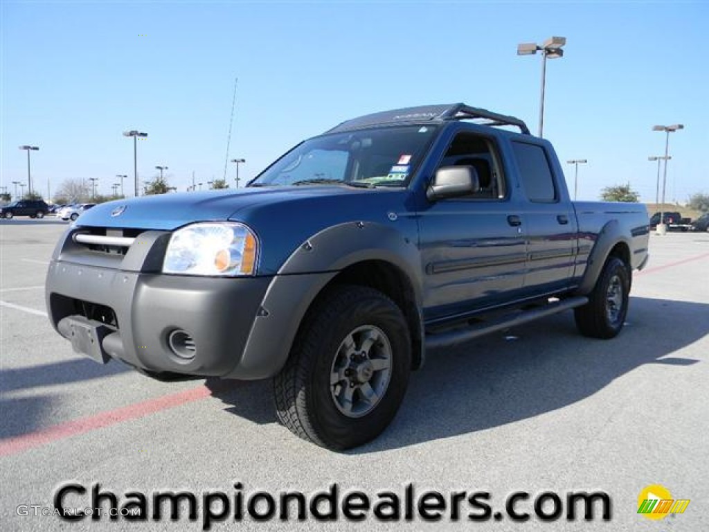 2002 Frontier XE Crew Cab - Just Blue Metallic / Charcoal photo #1
