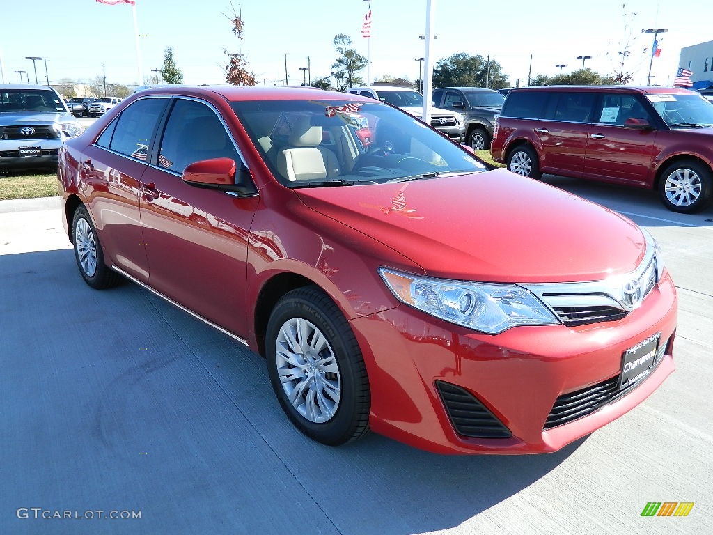 2012 Camry LE - Barcelona Red Metallic / Ivory photo #3