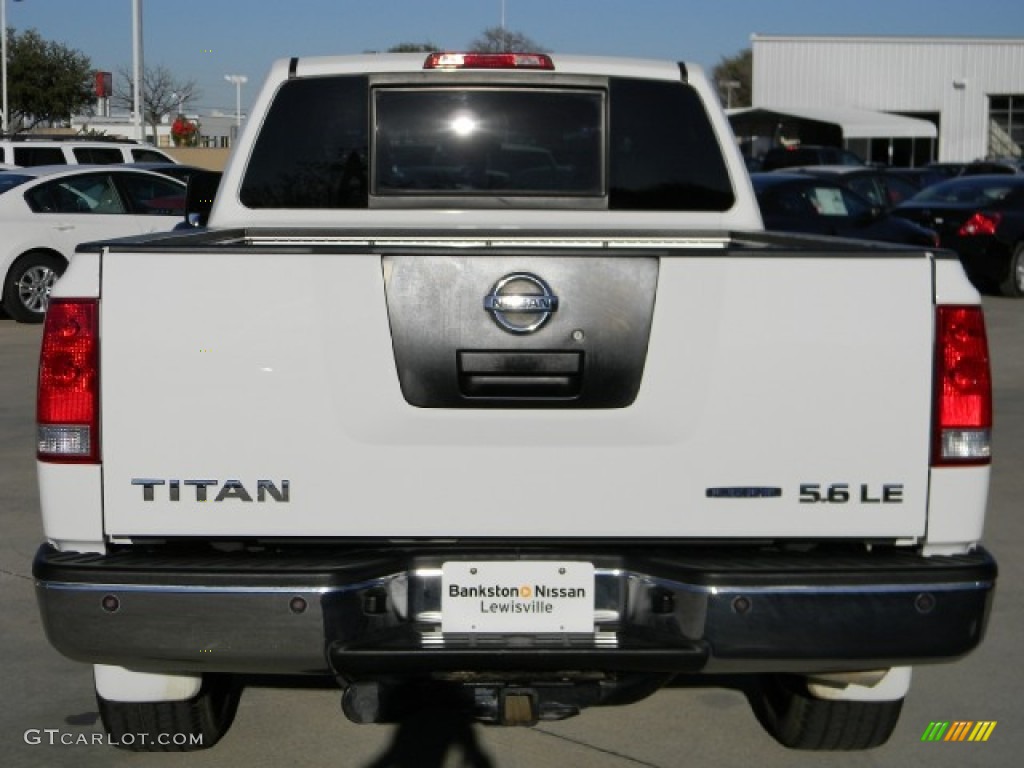 2008 Titan LE Crew Cab - Blizzard White / Almond photo #4