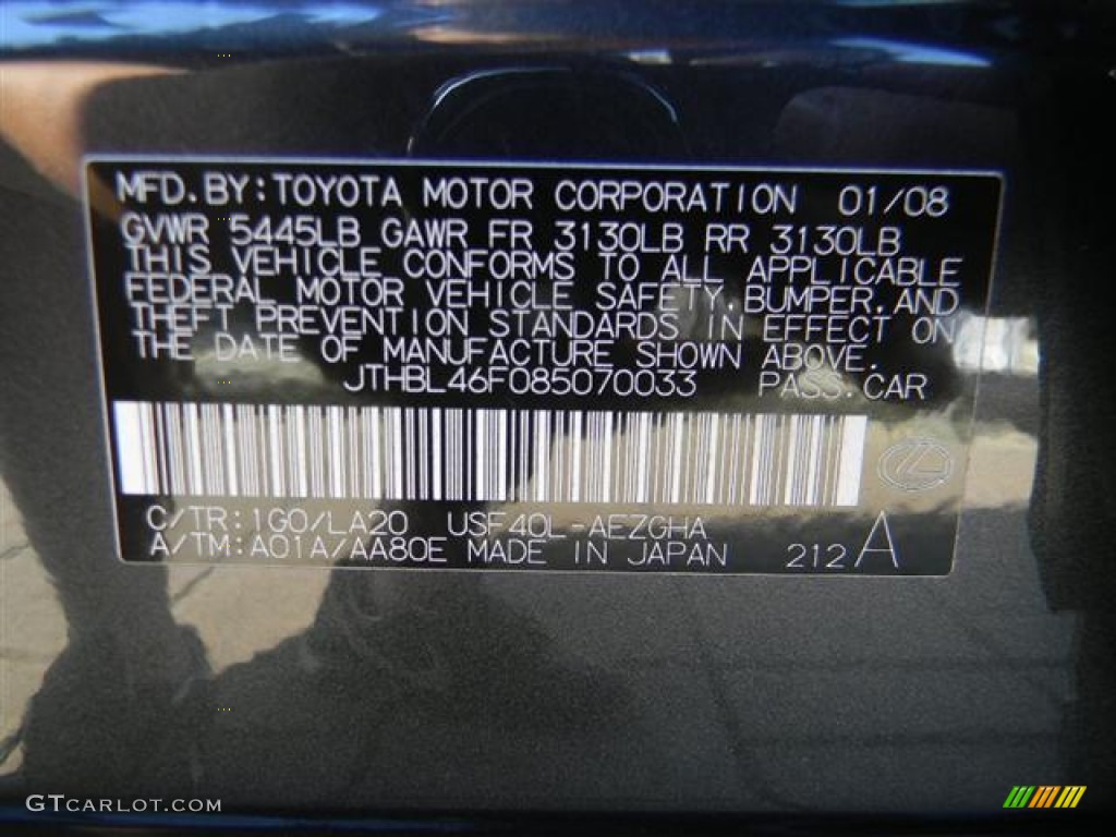 2008 LS Color Code 1G0 for Smokey Granite Gray Mica Photo #59371236