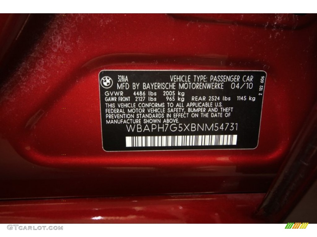 2011 BMW 3 Series 328i Sedan Info Tag Photo #59379221