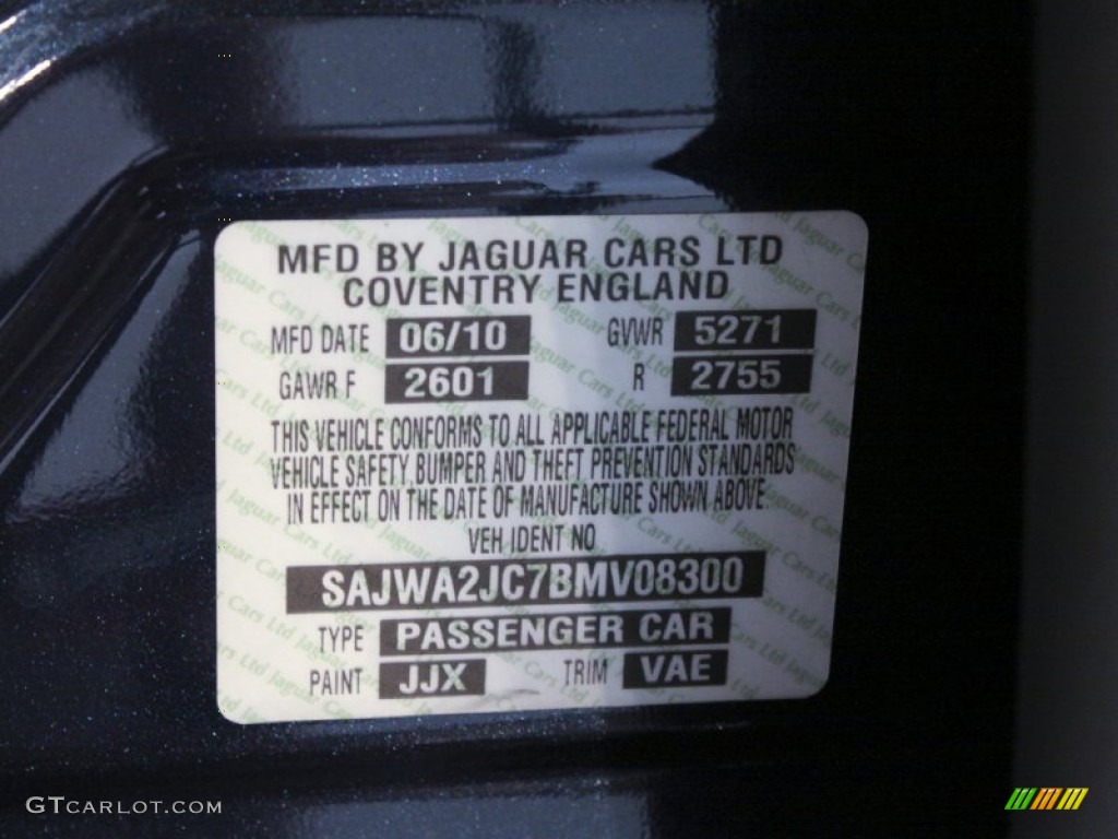 2011 Jaguar XJ XJL Supersport Color Code Photos