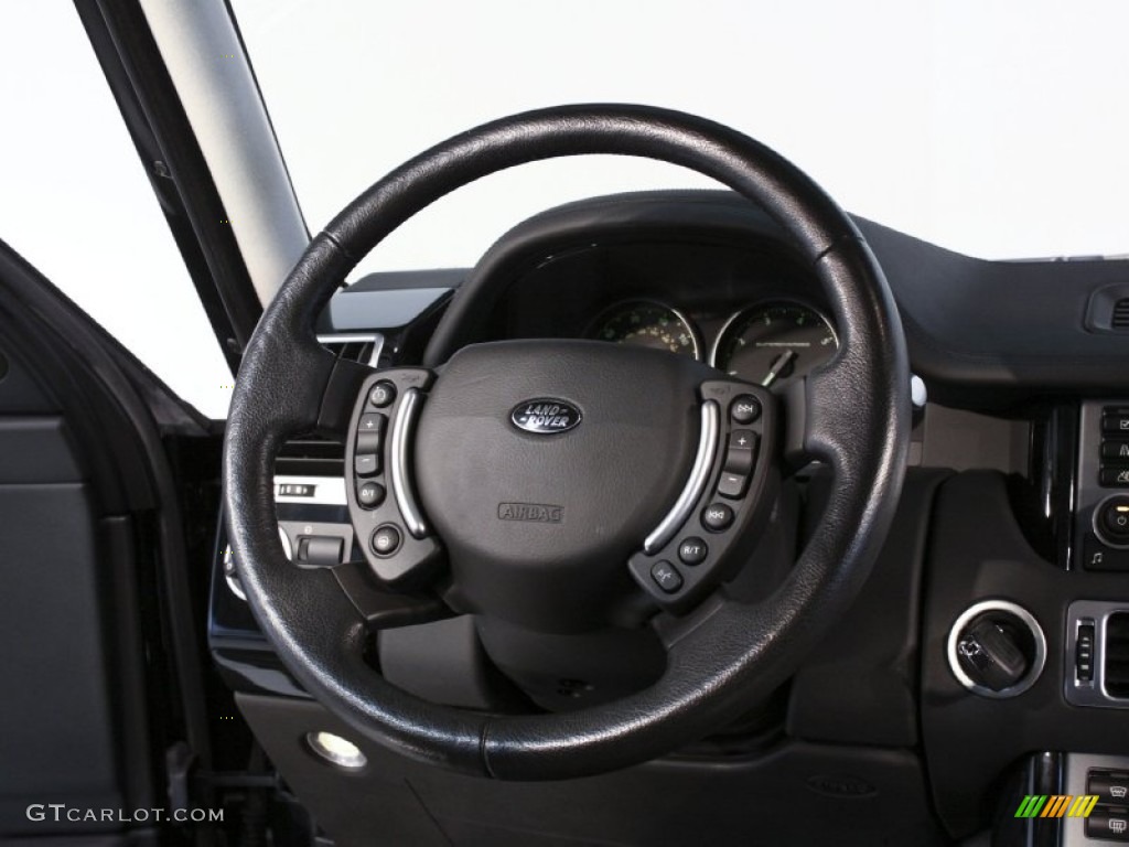 2008 Land Rover Range Rover V8 Supercharged Jet Black Steering Wheel Photo #59383642