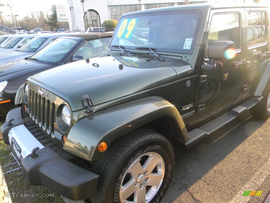 2009 Wrangler Unlimited Sahara 4x4 - Jeep Green Metallic / Dark Slate Gray/Medium Slate Gray photo #1