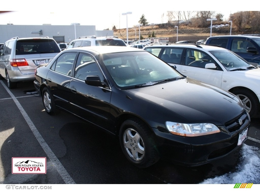 1999 Accord EX V6 Sedan - Flamenco Black Pearl / Gray photo #1