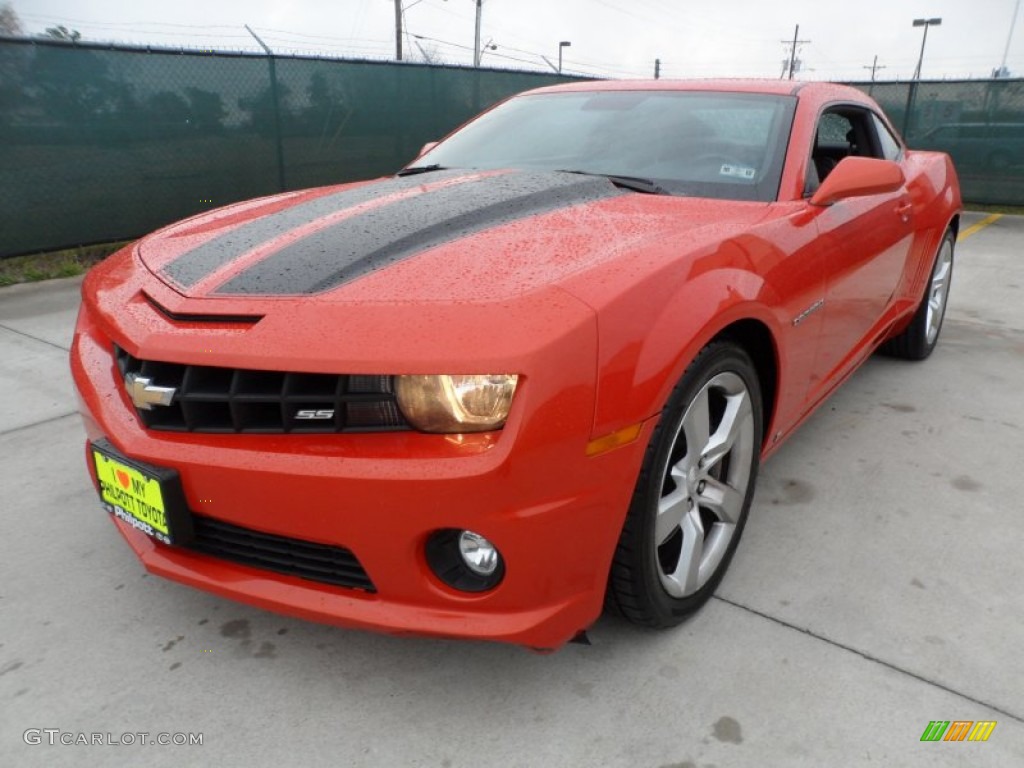 2010 Camaro SS Coupe - Inferno Orange Metallic / Black photo #7