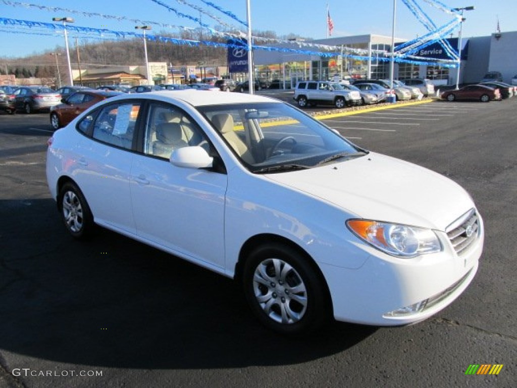 2009 Elantra GLS Sedan - Captiva White / Beige photo #1