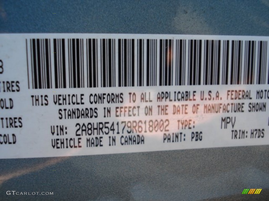 2009 Town & Country Color Code PBG for Clearwater Blue Pearl Photo #59410886