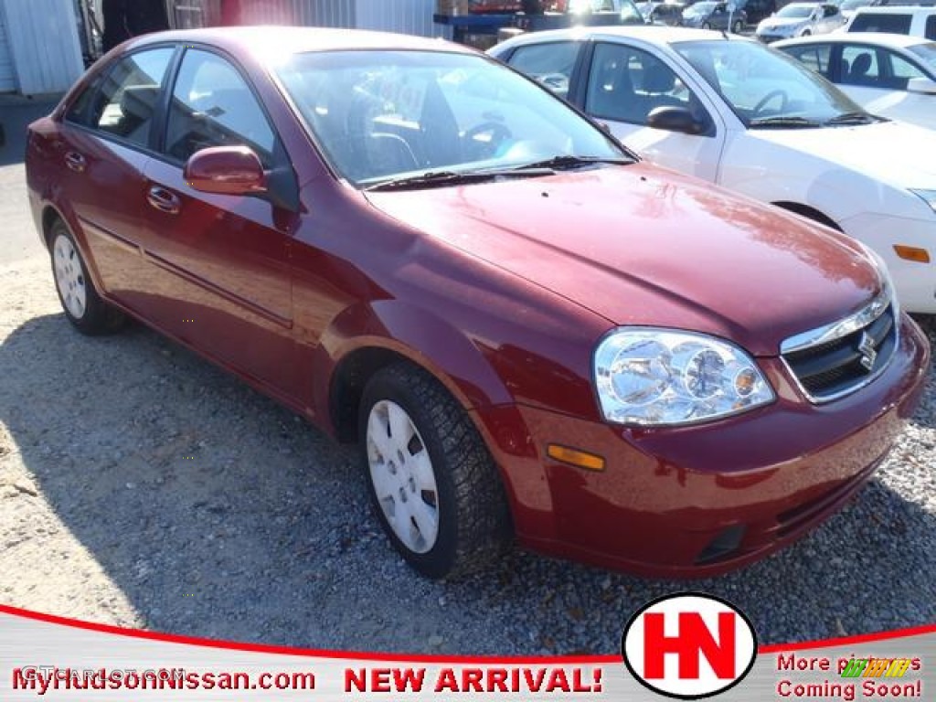 2007 Forenza Sedan - Fusion Red Metallic / Grey photo #1